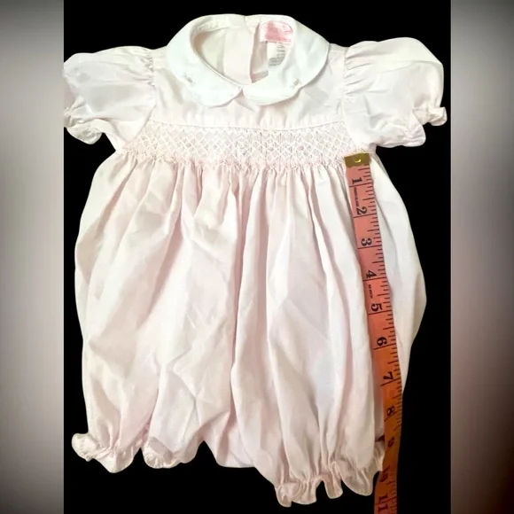 Petit Ami Smock Pink Baby Romper - Picture 7 of 9